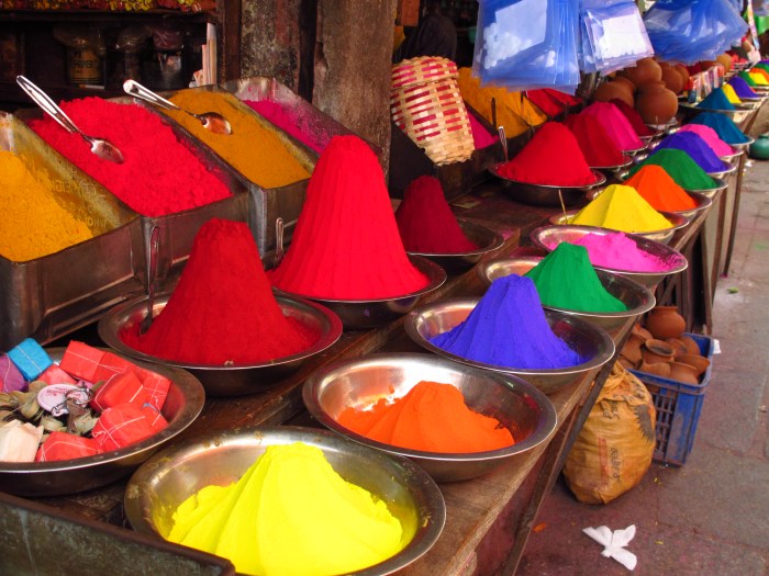 Paint pots at Mysore Market.